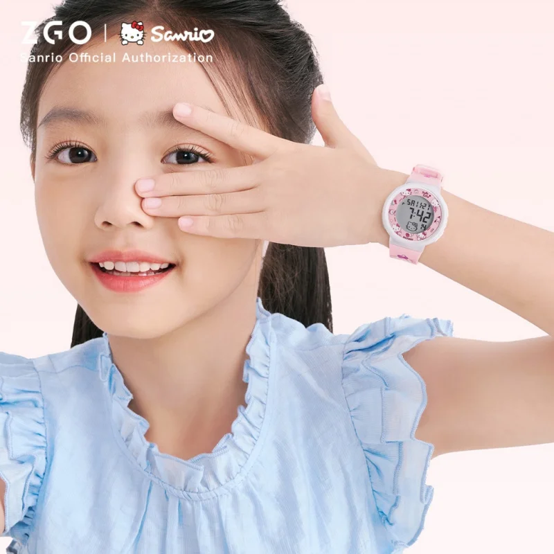 ZGO Sanrio Hello Kitty Kids Watch for Girls Cute Electronic Digital Wristwatch Waterproof and Luminous Watch Birthday Gift 8551