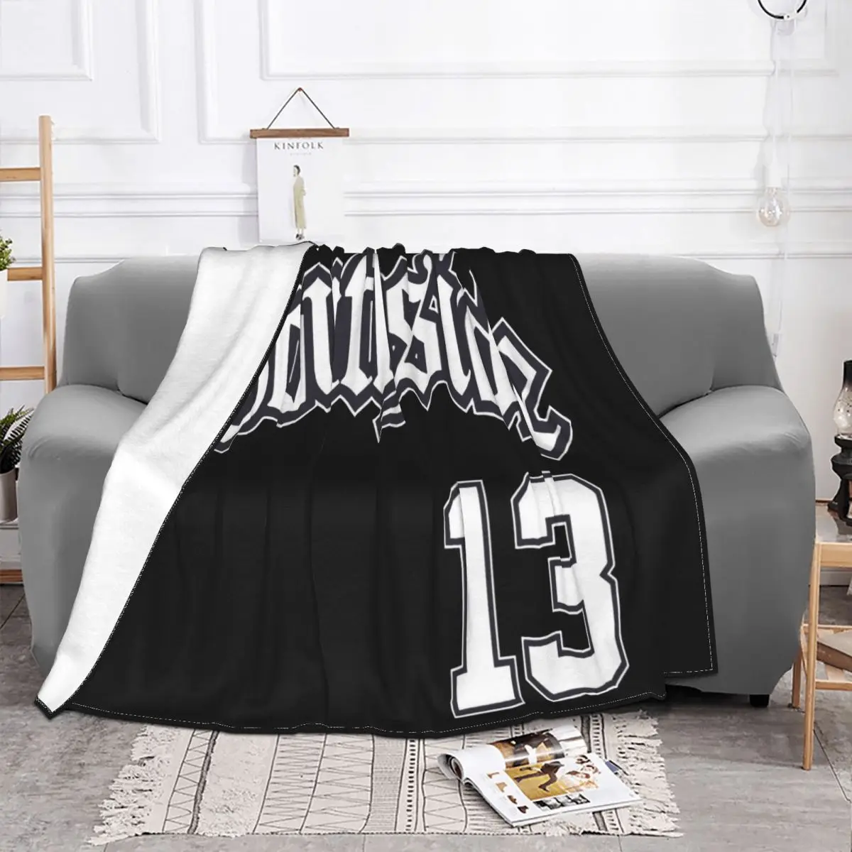 Men's Southside 13 Jersey Swea Cholo Streetwear Lowrider Navy South Side S Throw Blanket