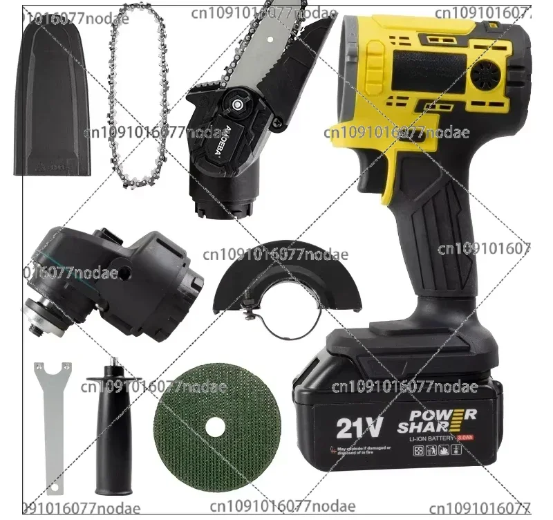 High Performance Multi-Function Power Tool Set 6 in 1 Cordless Impact Drilling Machine Chain Saw 4 Inch Pool Tool Set for Garden