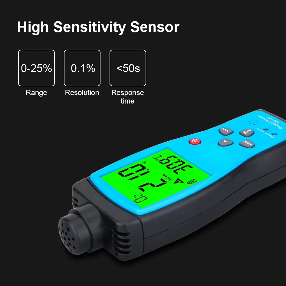 Professional Automotive Oxygen Detector Gas Analyzer O2 Meter Monitor with Battery Sound and Light Vibration Alarm