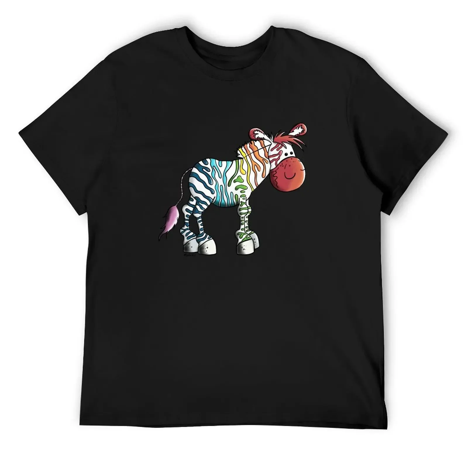 Funny Colourful Rainbow Zebra Cartoon T-Shirt cheap stuff animal prinfor boys anime clothes mens shirts graphic tee