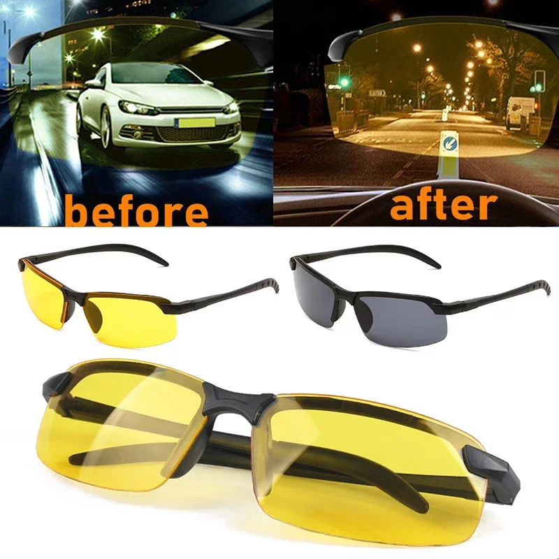 Anti-UV Night Vision Cycling Sunglasses Day Night Driving Glasses Sunglasses for Men Polarized Fashion Outside Adult Eyewear