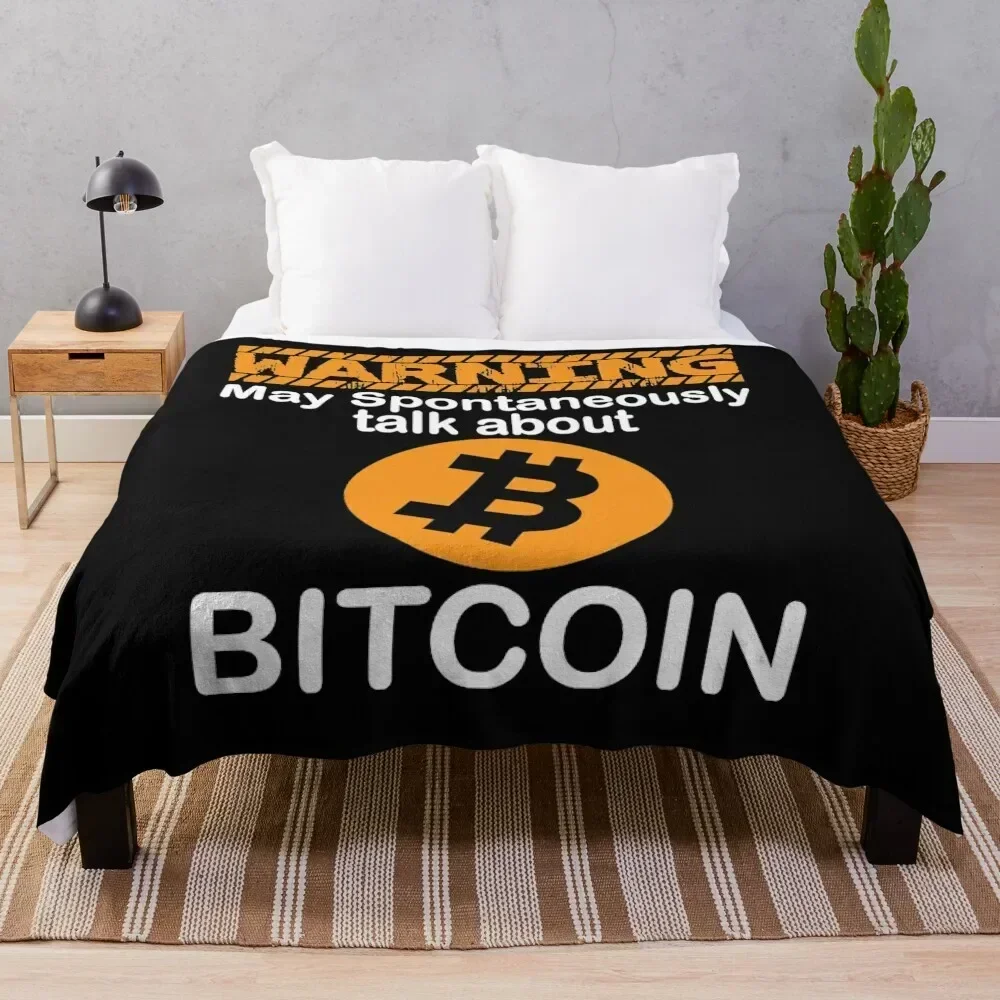 

Warning May Spontaneously Talk About Bitcoin T-Shirt Throw Blanket Easy Care Comfortable Blanket for Couch