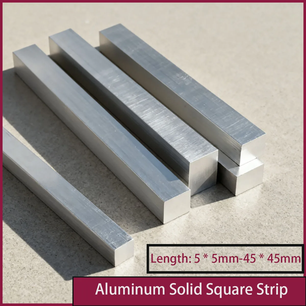 Solid Aluminum Square Rod Flat Metal Profile - 5-45mm Multiple Sizes for DIY Model Making & Craft Projects