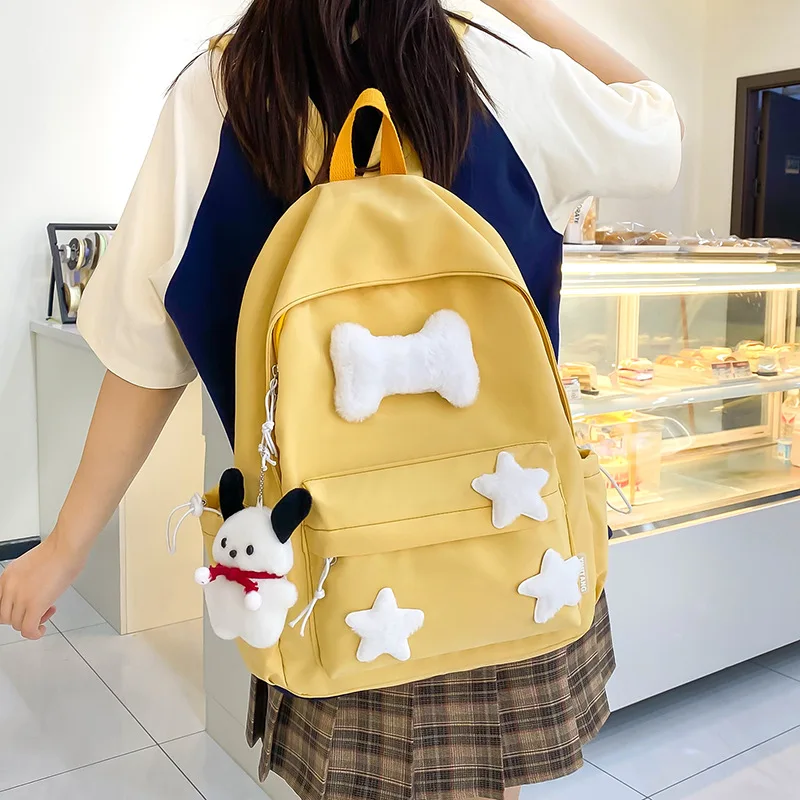 Japanese Cute Girls, Small and Versatile Plush Decoration Backpack Mini Nylon Versatile Youth School Bag Travel Bag