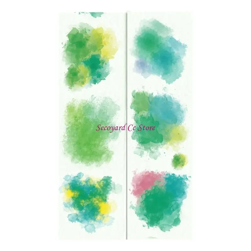 N3UC Aesthetic Watercolor Decorative Tape 50mmX2M Water Resistant Scrapbooking Decorative Tape for Notebook Journal Planner