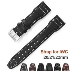 20mm 22mm 21mm Cowhide Leather Watchband for IWC Pilot Bracelet for Portugieser Wristband for Portofino Watch Strap Accessories