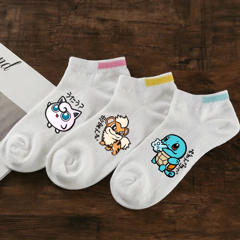 

Pokemoned Kid Short Socks Boy Girl Breathable Cartoon Sock Boat Mens Sock Combed Cotton Winter Hip Hop Harajuku Socks Kid Gift