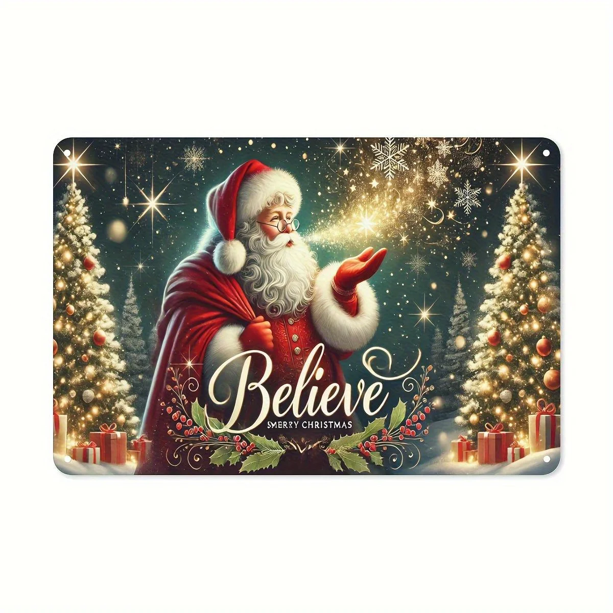 Decorative Signs& PlaquesSanta Claus Vintage Tin Sign, Multipurpose Wall Hanging Decorative Plaque, Weather-Resistant Metal Tin