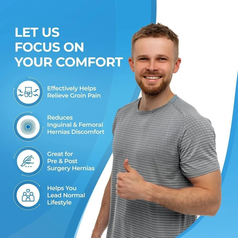 Cinturón ajustable para hernia, diseño cómodo y transpirable, cinturón de soporte para la ingle, correa de recuperación antideslizante, protector para hernia, hernia deportiva
