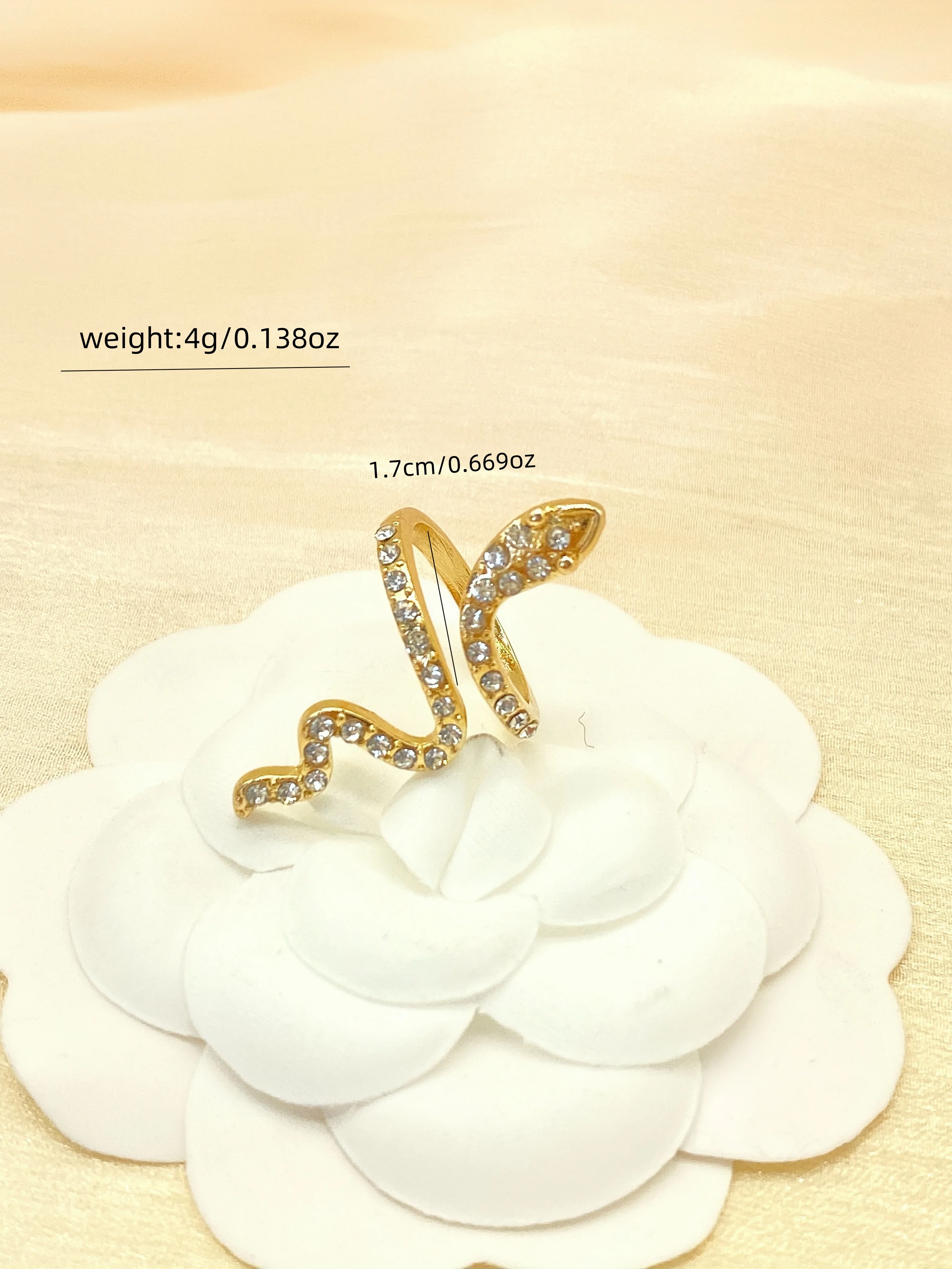 1 Piece Of Fashionable Classic Micro-Set Zircon Snake-Shaped Wrapped Women's simple Minority Designer Fashionable Index Finger R image 6