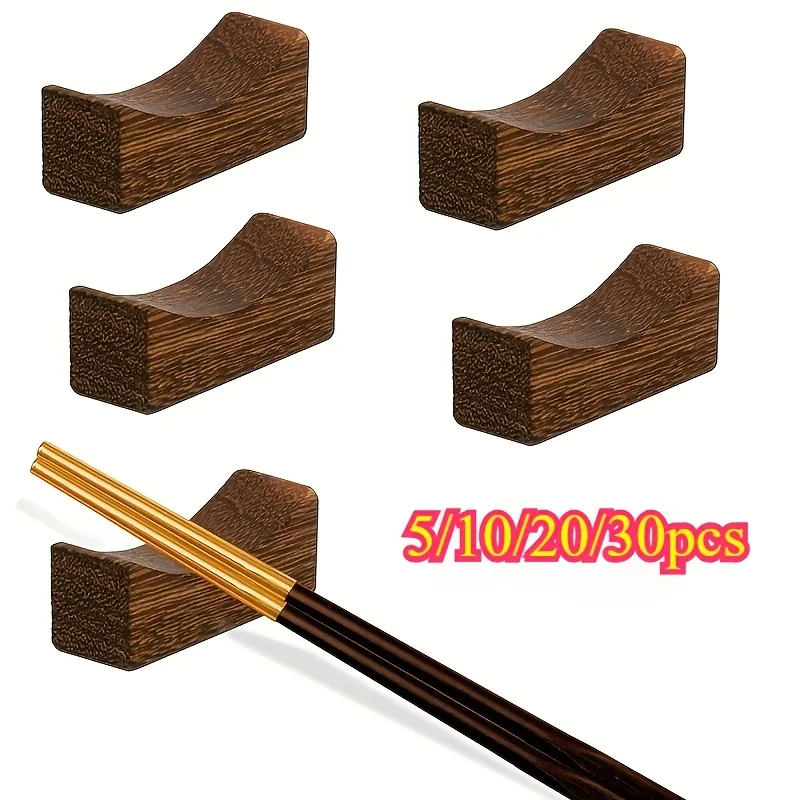 

5pcs Natural Wooden Chopstick Rest, Ideal for Home Restaurant Party, Eid Mubarak Gift for Table Setting Decor