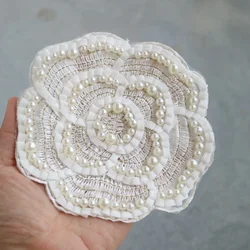 1pc limited kwiat perłowy naszywki na ubrania DIY przyszyć haft w kwiaty aplikacja ze strasem na ubrania płaszcz dekoracji