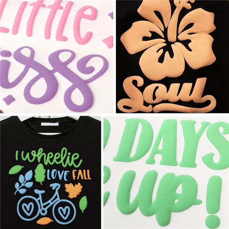 BAAJ-16X Transfer-8 Colors 3D Puff HTV Heat Transfer Vinyl 30X25cm Pastel Colored Puffy Iron-On Vinyl T-Shirt