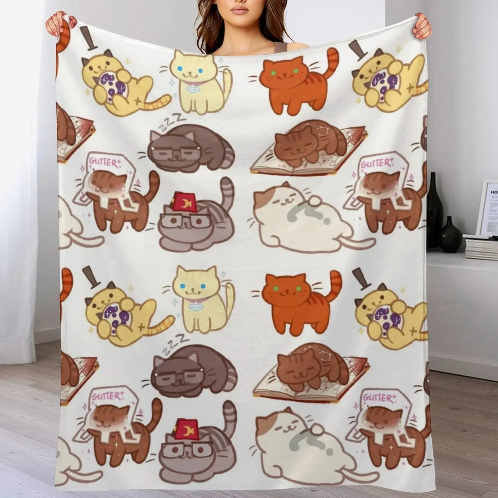 

Kitty Falls Throw Blanket Soft Warm Blanket Gift for Men Women Adults