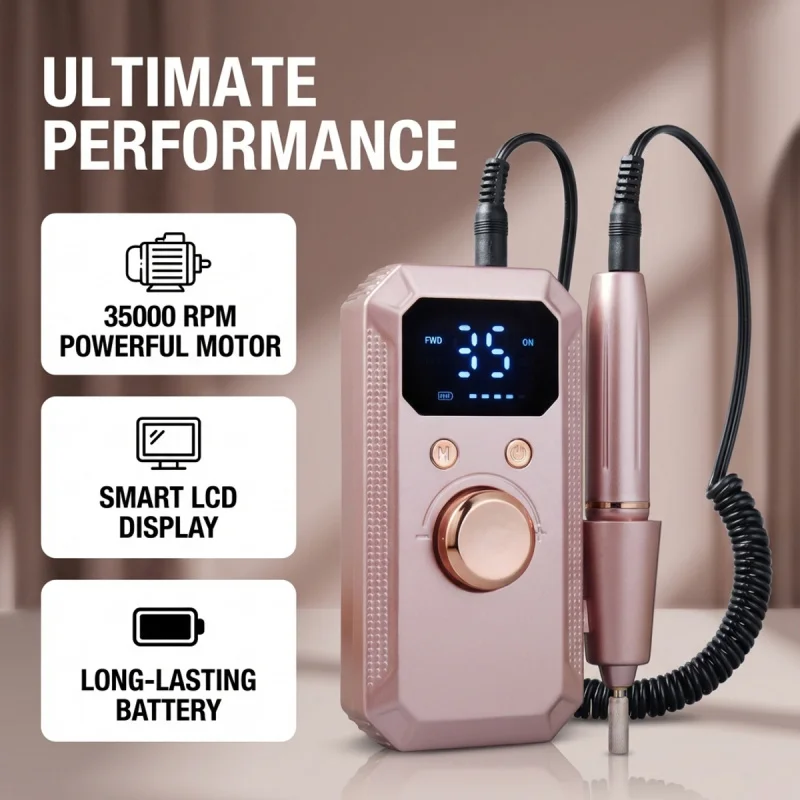 32 Speed Electric Nail Drill Machine Digital Display Reversible Rotation Professional Rose Gold Manicure Pedicure Tool