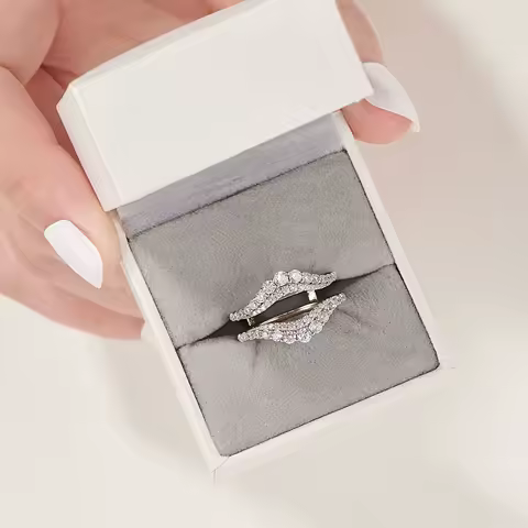 Newshe Certified Moissanite 925 Sterling Silver Ring Enhancer for Women Engagement Wedding Band Size 5-10