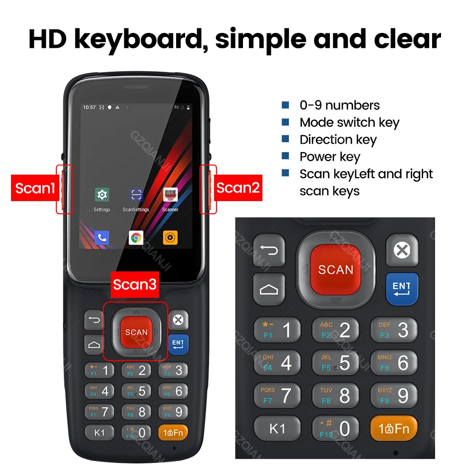 Imagem -04 - Handheld Barcode Scanner e Leitor com Teclado Android 9.0 Rede Pda 4g 1d 2d qr Coletor de Dados para Warehouse Scanning Nfc