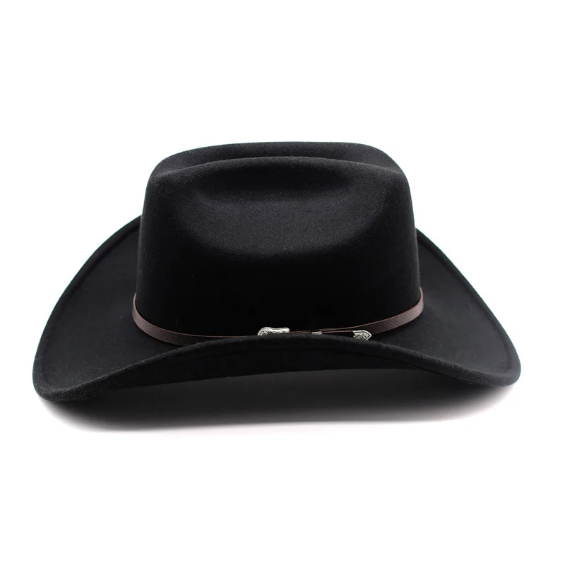 Vintage Western Cowboy Hut für Herren Gentleman Lady Jazz Cowgirl mit Leder breiter Krempe Cloche Kirche Sombrero Hombre Caps – Detail 4
