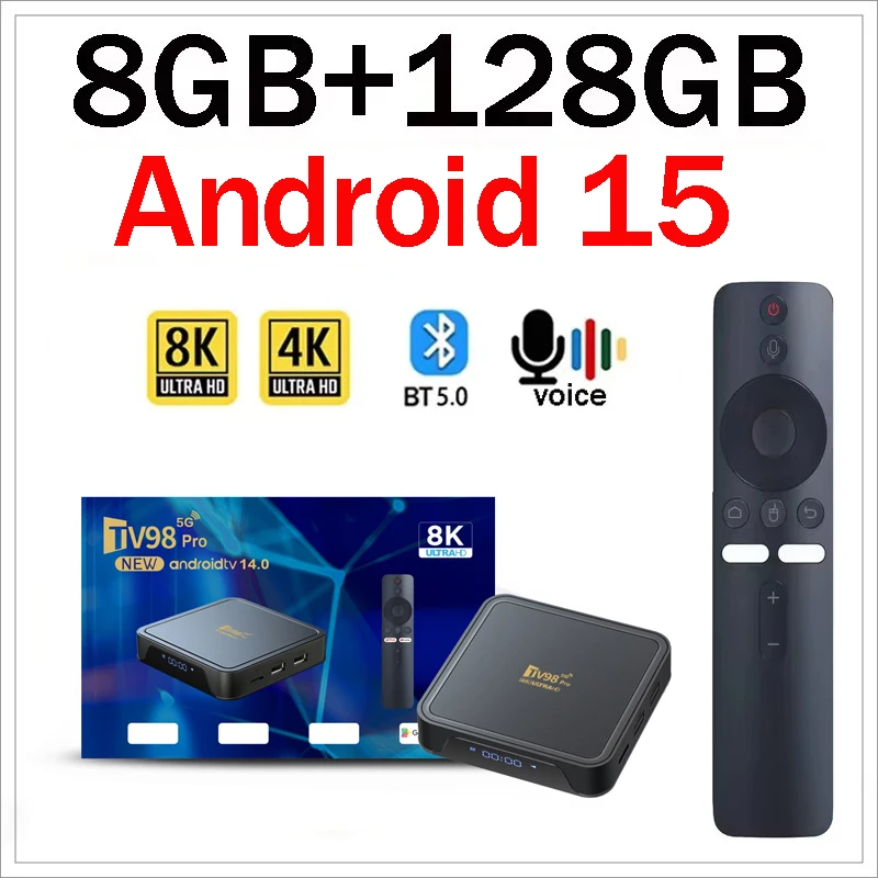 Ổ đĩa TV TX20 Pro Android 15 Allwinner H313 Quad Core 8K 4K HD Media Player 4G 5G Wifi kép BT5.0 8GB 128GB điều khiển từ xa bằng giọng nói iptv