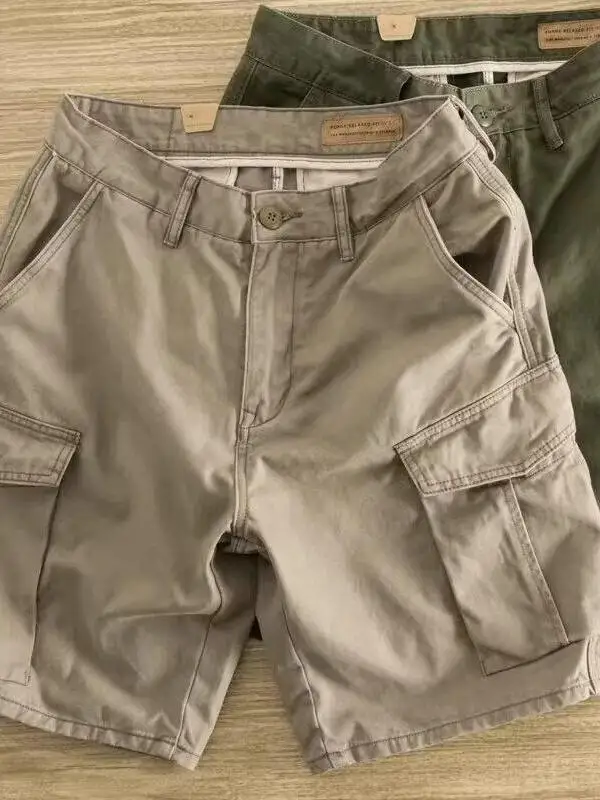 

Мужские повседневные шорты-карго в американском стиле, свободного кроя, больших размеров, с прямыми штанинами и множеством карманов, длиной до колена