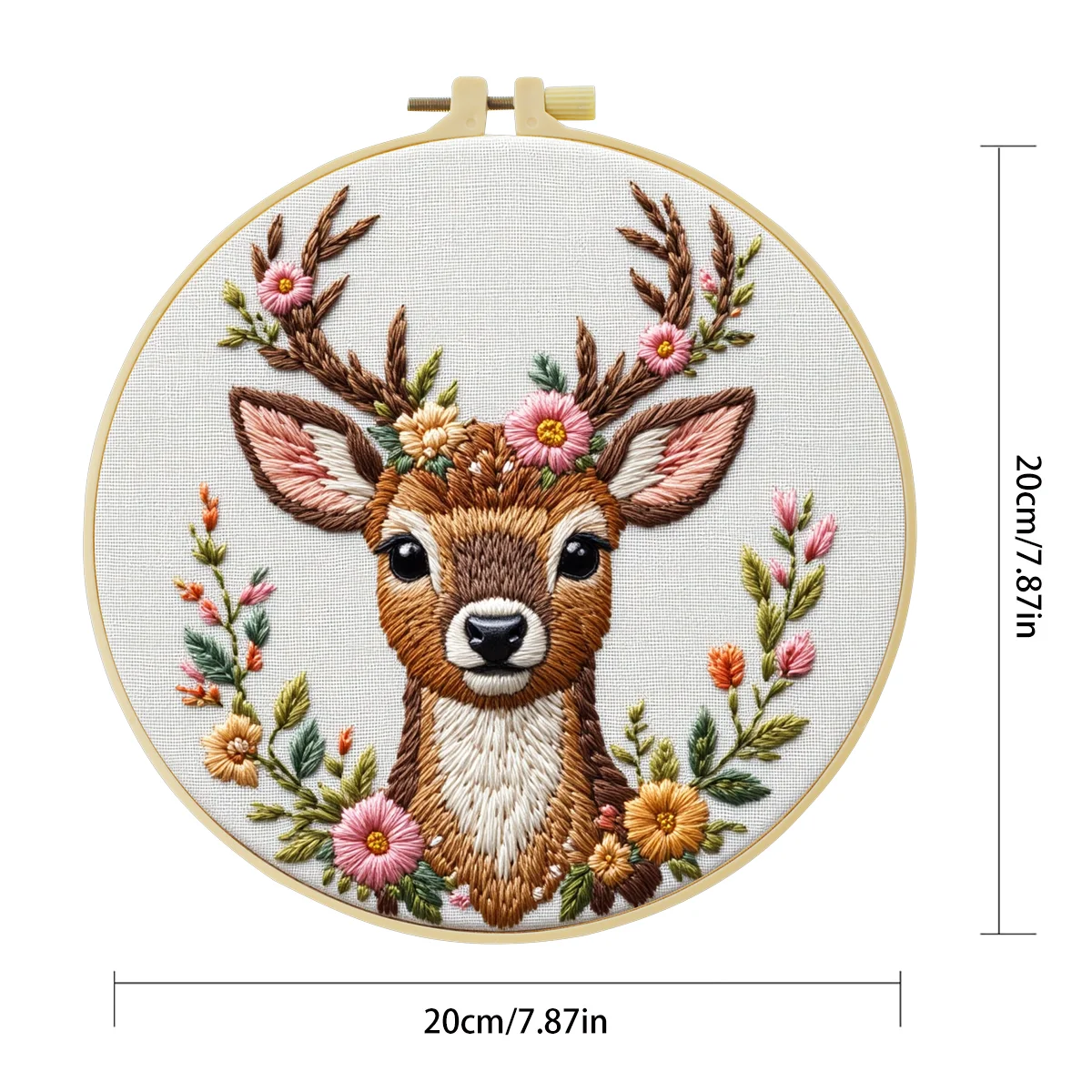 1 Stück 20X20CM/15X15CM 7,87/6,3 Zoll Stickerei-Starter-Kit DIY-Kit Heimdekoration, Roter Hirsch, Stickerei-Set – Detail 4