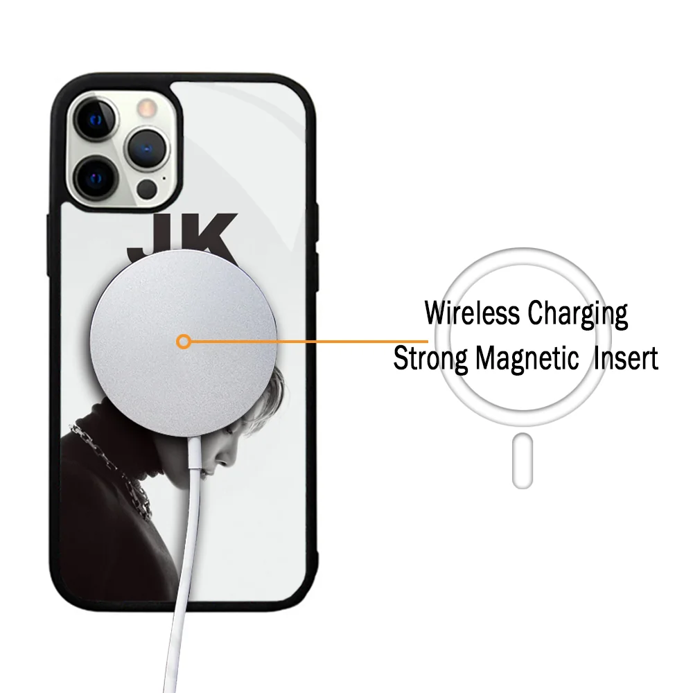 KPOP Singer J-JungkookS Phone Case For IPhone 11 12 13 14 15 Plus Pro Max Mirror Acrylic Cover For Magsafe Wireless Charging