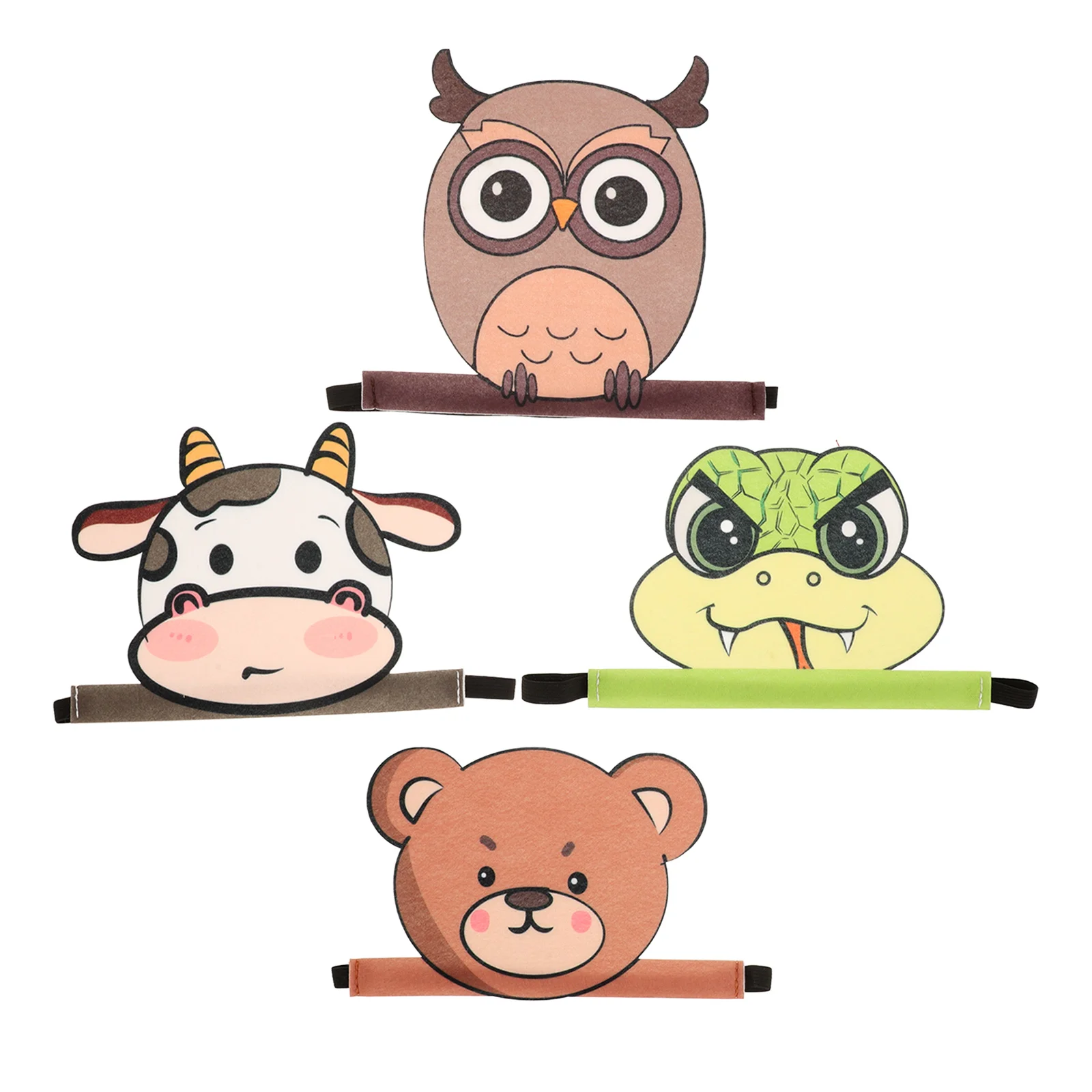 

4pcs Headbands Felt Cute Cartoon Animal Ears Headwear Adjustable Kids Makeup Party Hair Hoop Set For Birthday Jungle