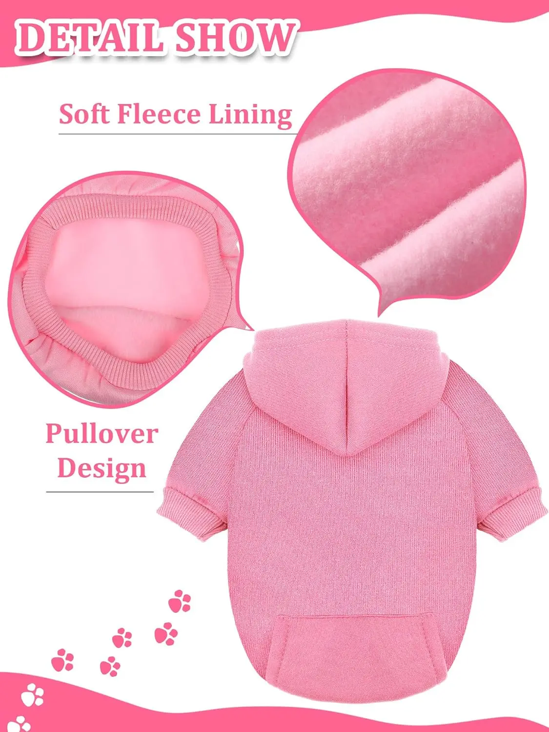 Dog Hoodies for Small Dogs, Spring Autumn Clothes Solid Color Sweatshirts with Pocket Pet Pullover Coat Puppy Cat Sport Costume