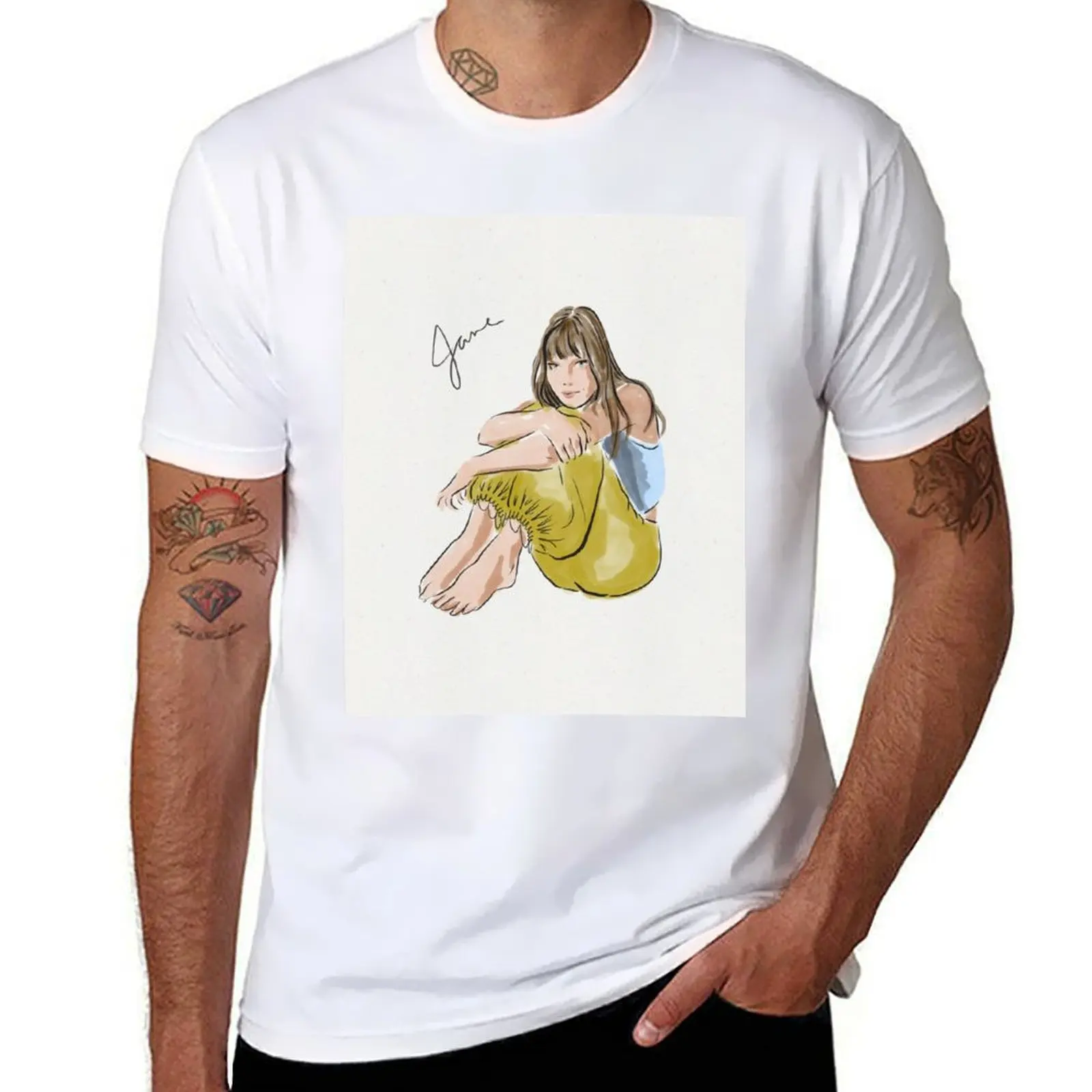 

Jane Birkin T-Shirt Minimalist Plain Crew Neck T-Shirt