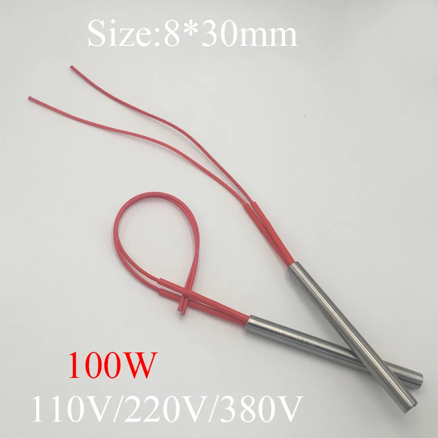 

8x30 8*30mm 100W AC 110V 220V 380V Stainless Steel Cylinder Tube Mold Heating Element Single End Cartridge Heater