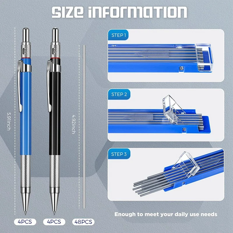 Top-Welders Pencils Set,8Pcs Welding Marking Pencils With 96Pcs 2Mm Silver Refills Built In Sharpener Construction Pencils