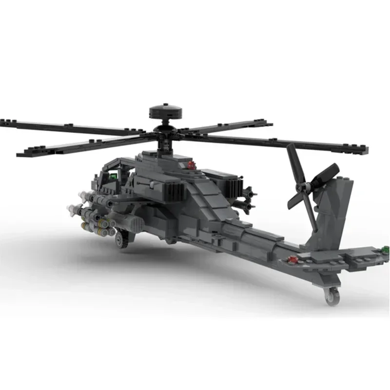 Moc Mattoni da costruzione Modello militare AH-64D Apache Longbow Tecnologia di elicotteri Blocchi modulari Regali Giocattoli per bambini Assemblaggio fai da te