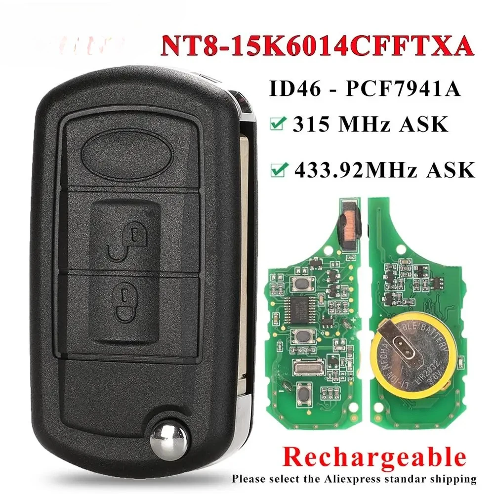

Rechargeable 315Mhz /433MHz ID46 PCF7941 Flip Remote Control Car Key Fob For Range Rover Sport Land Rover Discovery 3