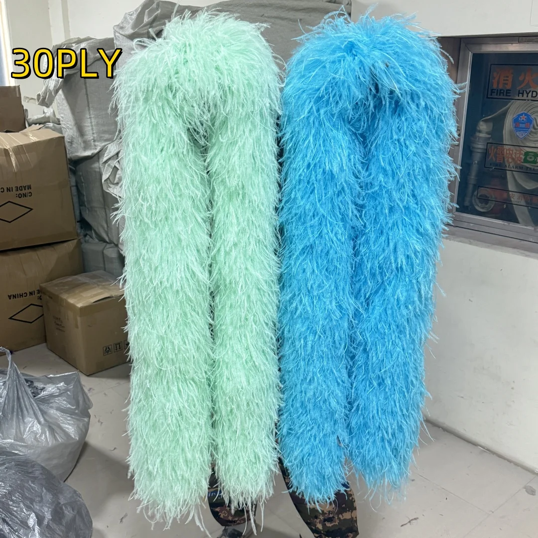 2M Customized Natural Ostrich Feather Trim Boa for Craft Wedding Carnival Party Clothing Decoration Plumes Shawl 3/6/10/15/30Ply