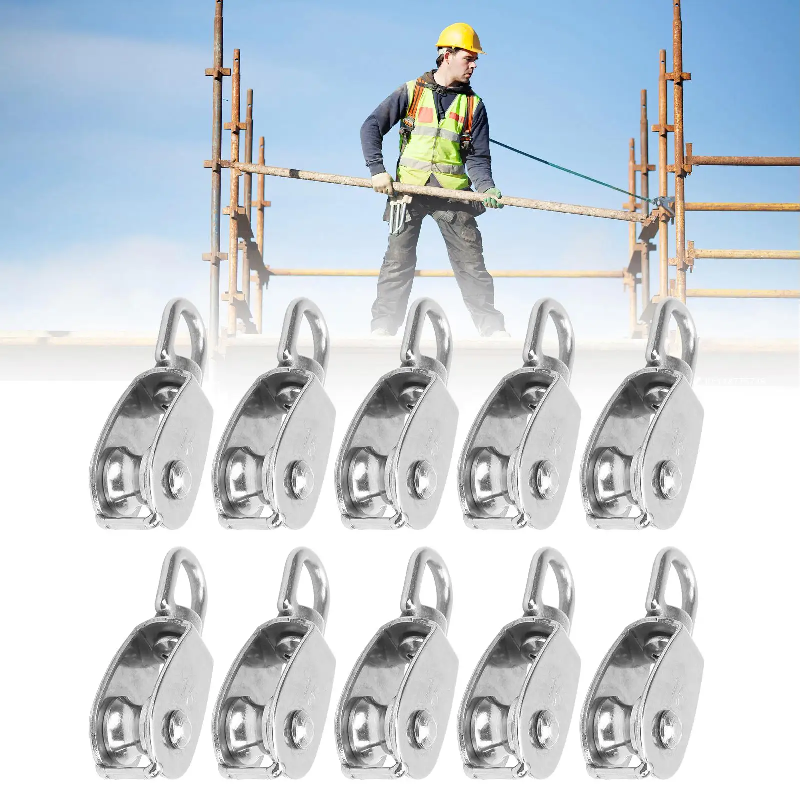 Heavy Duty M15 Stainless Steel Pulley Set for Lifting - 10pcs