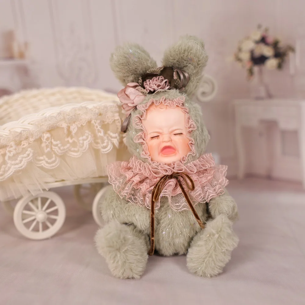 Cloveray 8 pouces Original porcelaine poupée lapin en peluche poupée en céramique visage corps en peluche de haute qualité à la main à collectionner œuvre cadeau