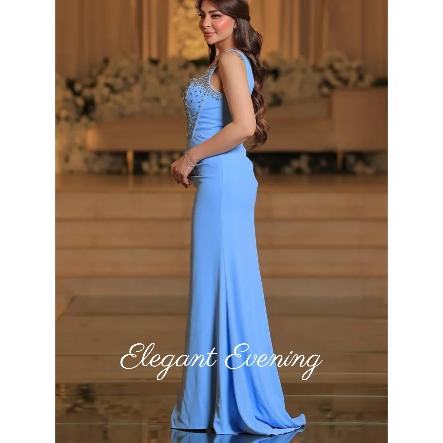 Vestidos de fiesta con lentejuelas brillantes, vestidos de fiesta con cuello cuadrado, vestidos de noche elegantes azules, vestidos de cumpleaños lujosos personalizados, Gala 2026