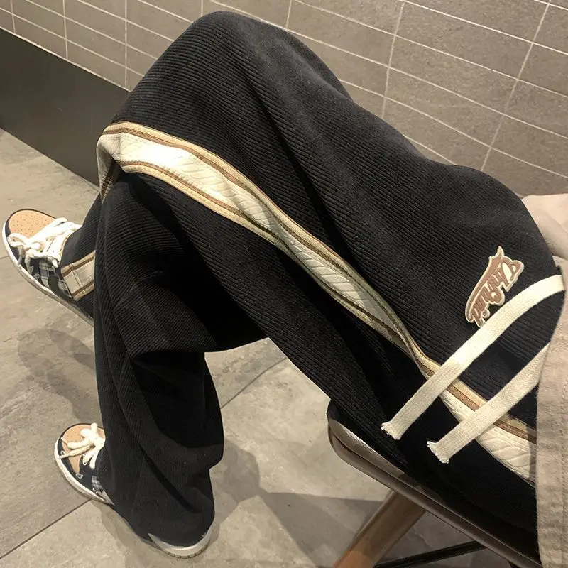 

Corduroy Pants Men Spring and Summer Loose Straight Wide-leg Sports Pants 2025 New Trendy Men Casual Trousers Thin Section