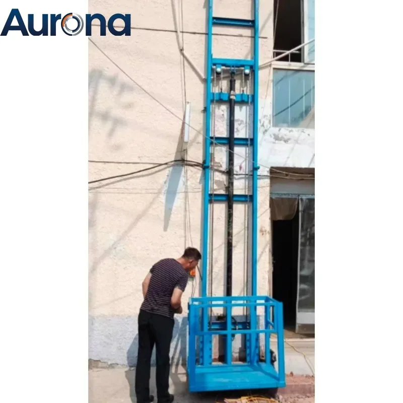 【Industrial】Electric Hydraulic Lift Cargo Elevator Small Warehouse Factory Cargo Hoist Rail Type Home Anti-fall Simple Elevator