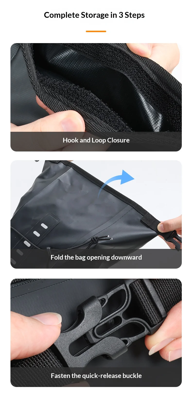 OFFBONDAGE 20L Wasserdichte Fahrradtasche Große Kapazität Fahrrad-Satteltasche Radsport-Hecktasche MTB Faltbare Gepäcktasche Rennrad-Tasche – Detail 10