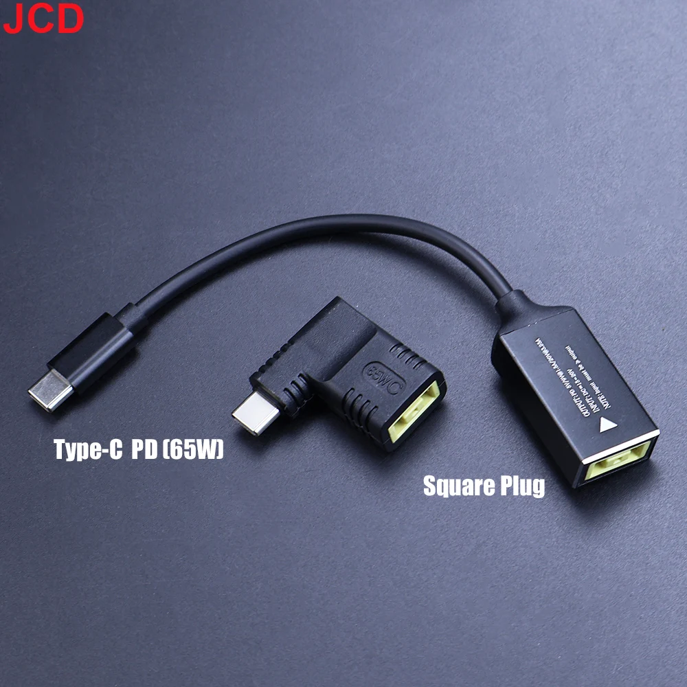 

65W USB C Fast Charging Cable for Lenovo Laptop Charger DC Jack Square Plug To Type-C PD Adapter Converter For Tablet Notebook