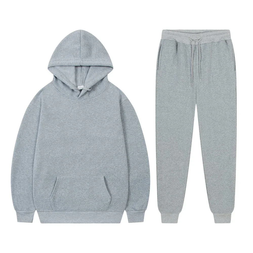 

Men's Women Hoodie Sets Solid Color Sweatshirt Set Casual Long-sleeved Hoodies Pants Polar Fleece Two Piece Suits Y2k Sweatpants