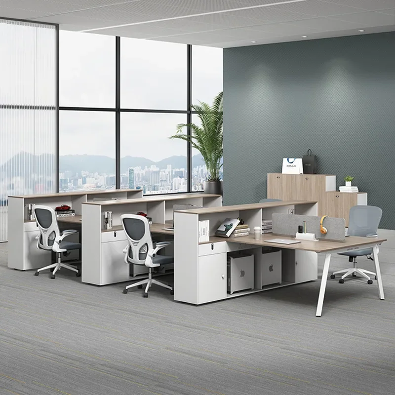 Staff Office Desk And Chair Combination Simple Modern 2/4/6 Staff Booth Finance Desk Office Furniture