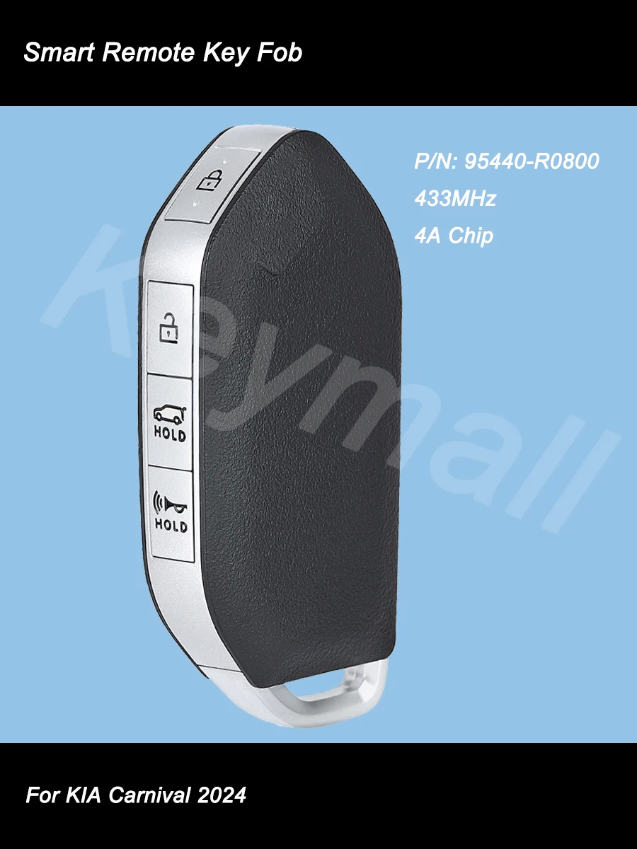 

KEYECU Smart Remote Car Key Fob 4+1 5 Buttons 433MHz 4A Chip for KIA Carnival 2024 2025 Replacement P/N: 95440-R0800