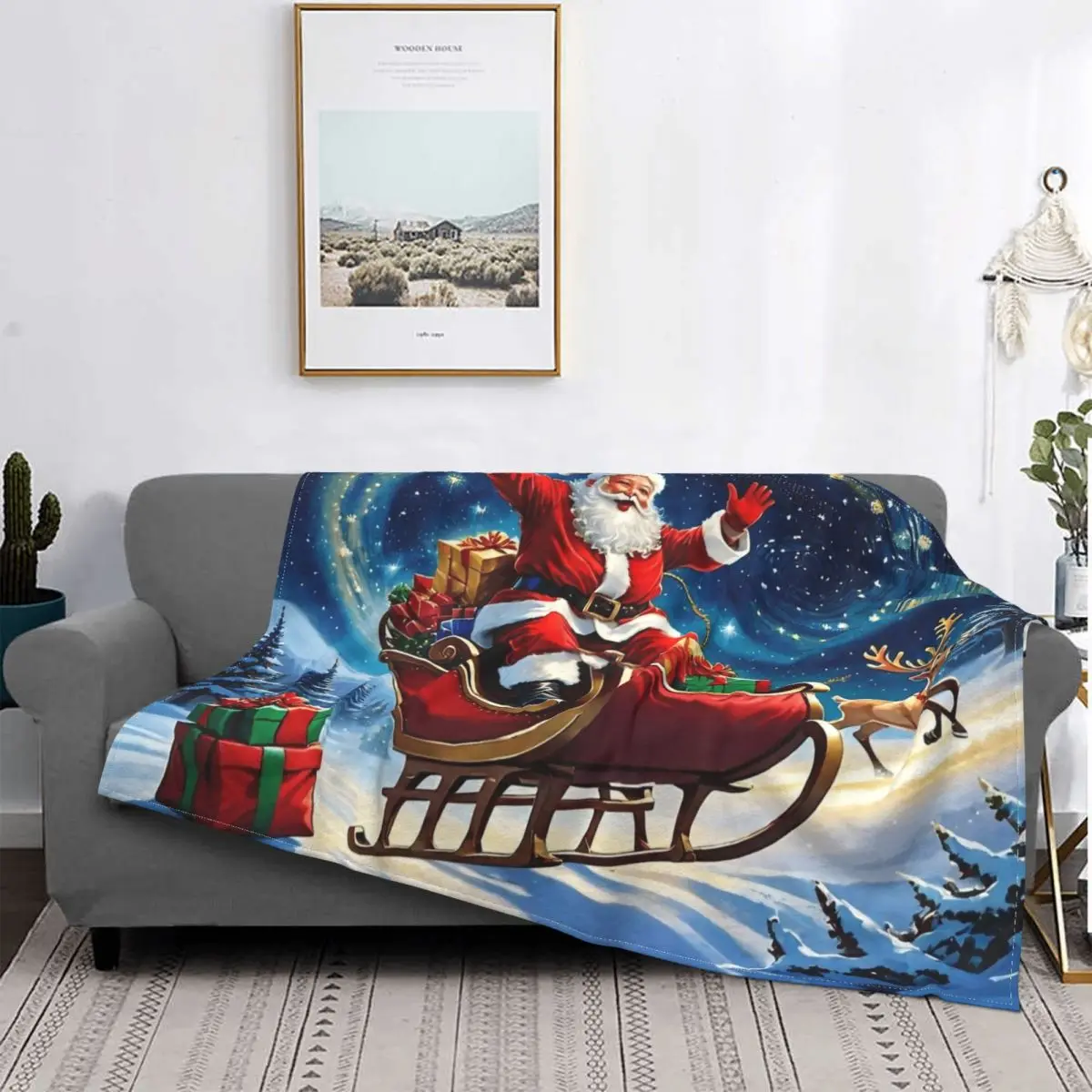 

Best Christmas Santa Claus Blankets Fuzzy Novelty Breathable Throw Blankets for Bedspread Winter