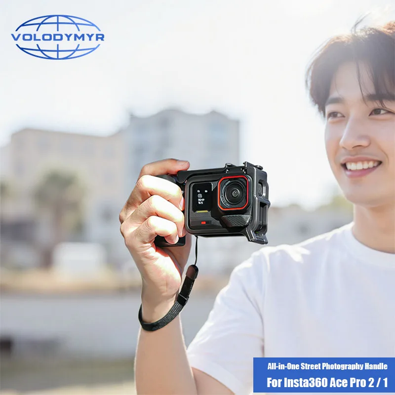 

VOLODYMYR for Insta360 Ace Pro 2/1 Street Photography Handle Vlog Quick-Release Grip Frame Shock-Absorbing Protective Accessory