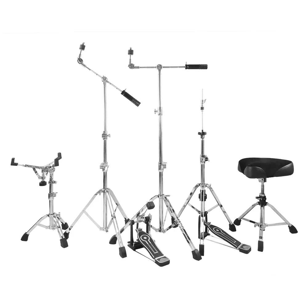 

6 Piece Cymbal Stand Hardware Pack Set Percussion Drum Hardware Kit With Snare Hi-Hat Pedal Cymbal Straight Cymbal Stand