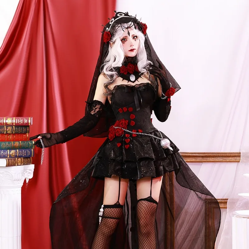 

Game Identity V Psychologist Cosplay Costume Gothic Bride Vampire Wedding Dress Halloween Carnival Role Play Party Lolita Women