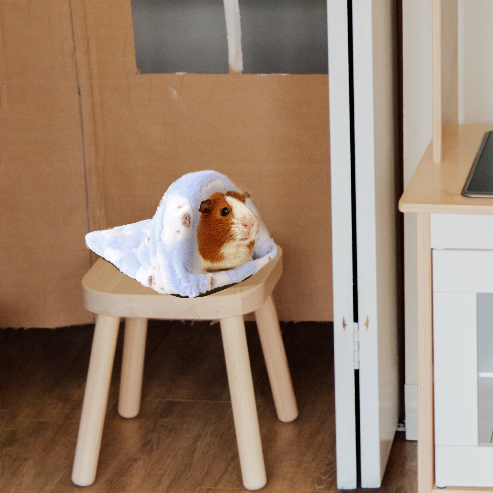 

Warm Fleece Pet Sleeping Bag Winter Small Animal Bed Cage Nest Blue Size Middle Hamster Guinea Pig Rabbit Chinchilla